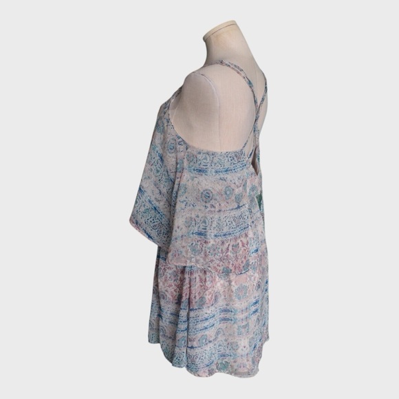 Ecote Boho Print Layered Strappy Back Mini Dress Multicolor - Picture 4 of 6